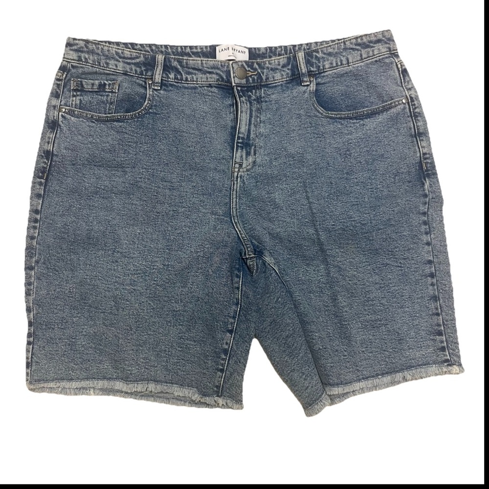Lane Bryant Denim Bermuda Shorts Mid-Rise Boyfriend Flex Waistband Size 18